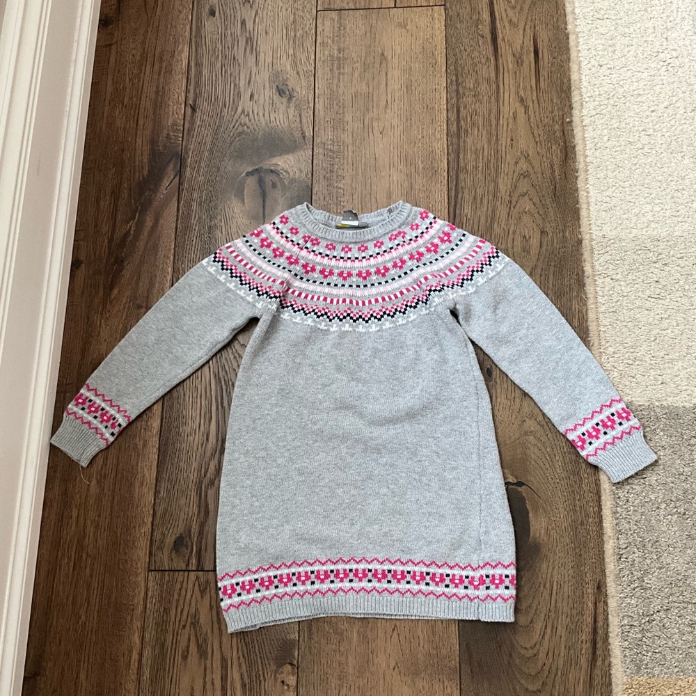 Gray and Pink Kids Sweater Dress
